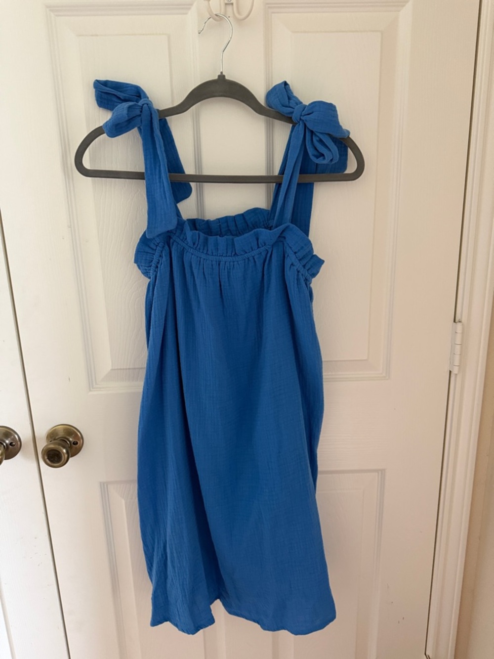 Lush Blue Tie-Strap Mini Dress